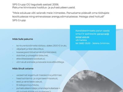 Otsime heakorrajuhi, puhastustööde objektijuhi